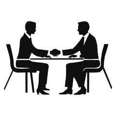 Fototapeta premium A black silhouette image of a business partnership meeting
