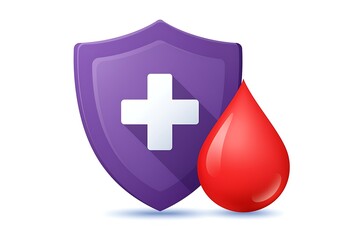 Blood Donation Symbol with Protective Shield Representing Healthcare and Immunity for Blood Safety and Protection against Diseases and Bloodborne Pathogens