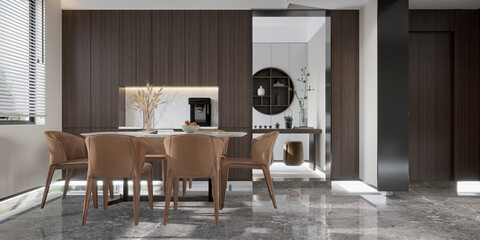 modern dining room, 3d render