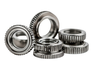 Metallic Gear Components on Transparent Background