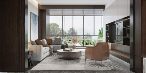 modern living room interior, 3d render