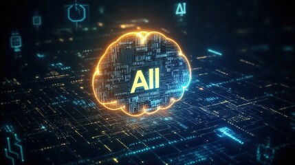 AI Brain Illustration on Circuit Board
