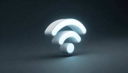 Illuminated Wi-Fi symbol on dark background