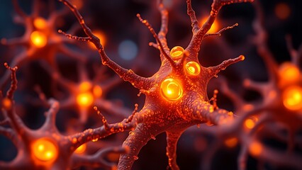 Microscopic glowing neuron receptors shaped like celestial gates clearing amyloid plaques.