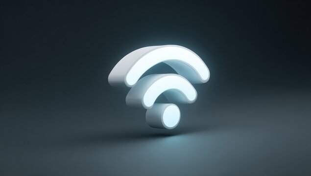 Illuminated Wi-Fi symbol on dark background