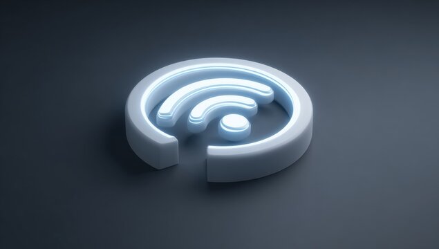 3D rendered Wi-Fi symbol.  Bright, modern