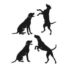 Dog Silhouette Vector Set | Sitting, Standing, Barking Dogs, Pet Animal Illustration EPS