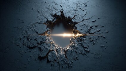 Cracked wall with a hole