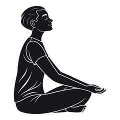 Silhouette of a Person in Lotus Meditation Pose | Yoga & Mindfulness Vector EPS | Wellness, Relaxation, Spiritual Design Element