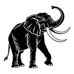 Silhouette of a Majestic Elephant Standing | Wildlife & Safari Vector EPS | Nature, Animal, Conservation Design Element