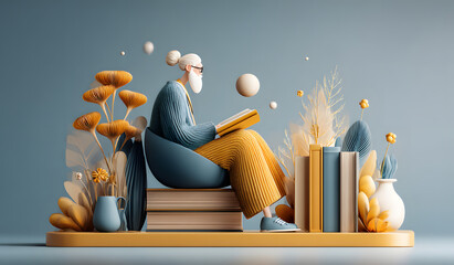 Concept for online educatin, home study, distance edcation and online courses.Illustration for web bannes, hero images, printed maerials. 3d render