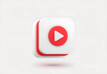 Play Button Icon Illustration Modern 3D Style for Social Media Engagement and Streaming Platforms on White Background with Shadow