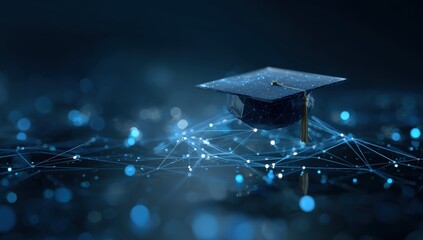 Digital graduation cap.  Abstract, technology