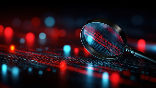 Magnifying glass over digital code (2)