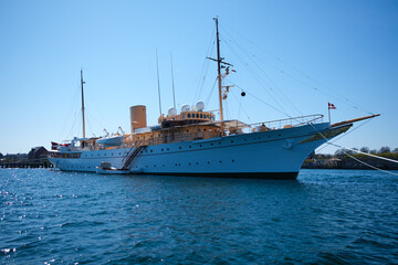 Majestic Yacht Anchored in Copenhagen Harbor, Denmark - May 6, 2023