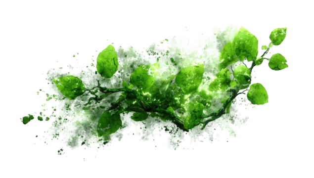 Abstract green leaves on a white background