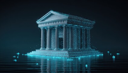 Obraz premium Ancient building, digital, floating