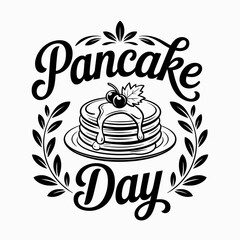 Pancake Day celebration with delicious stack of pancakes dripping in syrup and cherries vector design element perfect for banners posters and cards