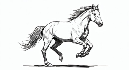 Horse Drawing Dynamic Sketch of a Galloping Equine in Detailed Illustration
