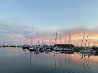 Fototapeta premium boats at sunset in Denmark
