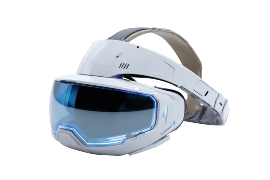 Futuristic VR headset angled