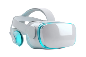 White VR headset with teal accents