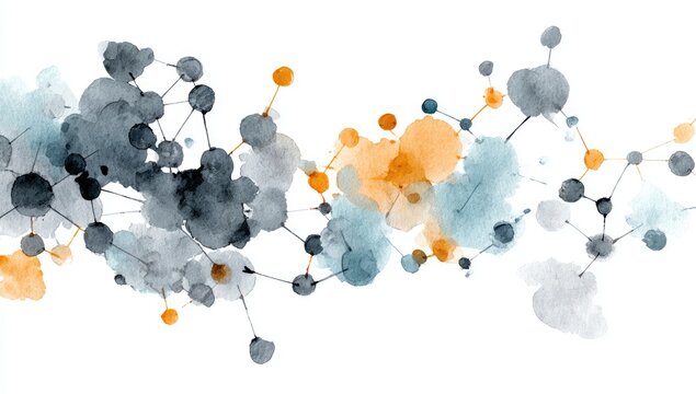 Abstract watercolor molecular structure design - Powered by Adobe