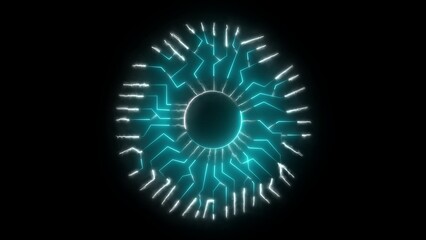Futuristic Cyan and White Abstract Digital Eye with Circuitry Patterns background blue