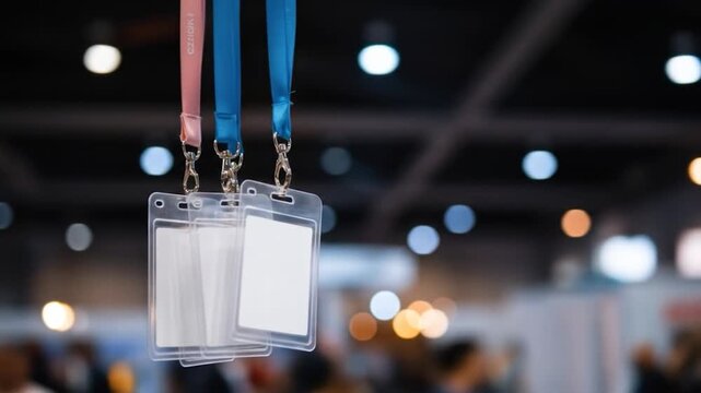 Blank badge holders on lanyards identity and access for professional networking event