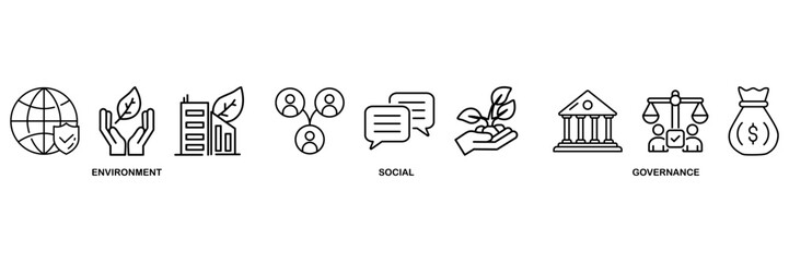 ESG icon set vector illustration concept for Environment Social Governance of corporate sustainability performance for investment screening