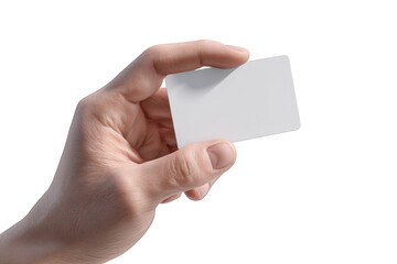 Hand holding blank white card