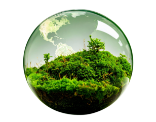 Glass Globe with Moss Inside, Eco Design Mockup