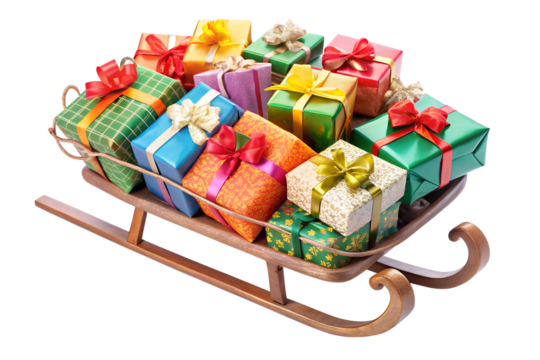 santa claus with gifts isolated on white background. PNG Transparent file type with high definition quality And vibrant color grading Available.