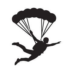 skydiver vector silhouette clip art logo design illustration