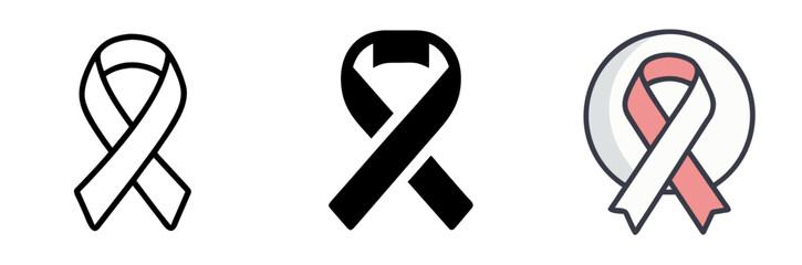 Awareness Ribbon Icon Set – Vector, Support, Cause, Charity, Health, Minimal, Design