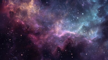Fototapeta premium Vast, colorful nebula with scattered stars