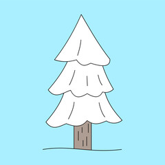 Fototapeta premium Frozen fir tree. Winter theme. Vector illustration