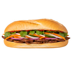 Delicious Banh Mi Sandwich with Meat and Pickled Vegetables.