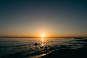 Sunset and a Torii Gate on the Horizon in Aichi, Japan