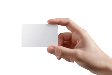 Obraz premium A hand holding a blank white business card (1)