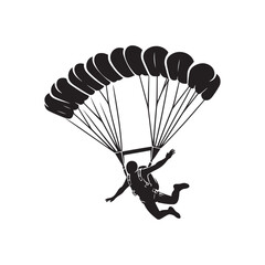 skydiver vector silhouette clip art logo design illustration