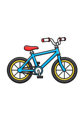 Blue Bicycle Illustration with Red Seat for Kids Design.