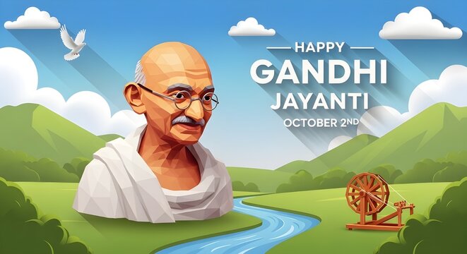 Realistic 3D Gandhiji Portrait Drawing with Anamorphic Illusion, Hand-Drawn Art
