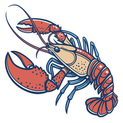 Vector art of vibrant illustration of a lobster, showcasing its unique features and the allure of seafood, , perfect for culinary designs