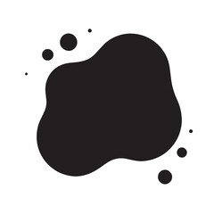 Abstract Black Ink Splatter Shapes on White