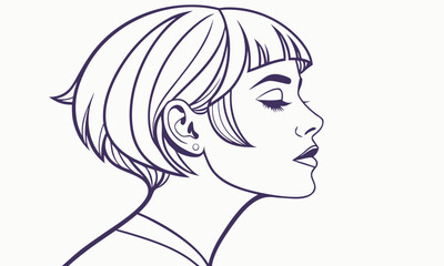 girl short hair style illustration