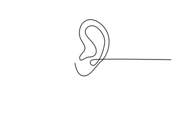 One Line Drawing of a Human Ear - Minimalist Continuous Outline Design