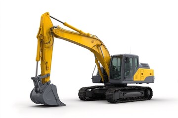 Powerful Excavator on Clean Background Precision Machinery for Construction, and Infrastructure