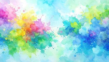 Fototapeta premium Abstract Colorful Watercolor Painting Illustration with Splatters and Gradient Background