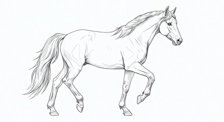 Obraz premium Elegant Horse Drawing A Detailed Artistic Illustration of a Majestic Equine